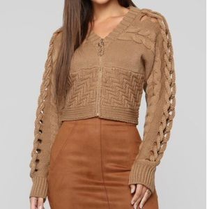 Crop Nude zip up cardigan